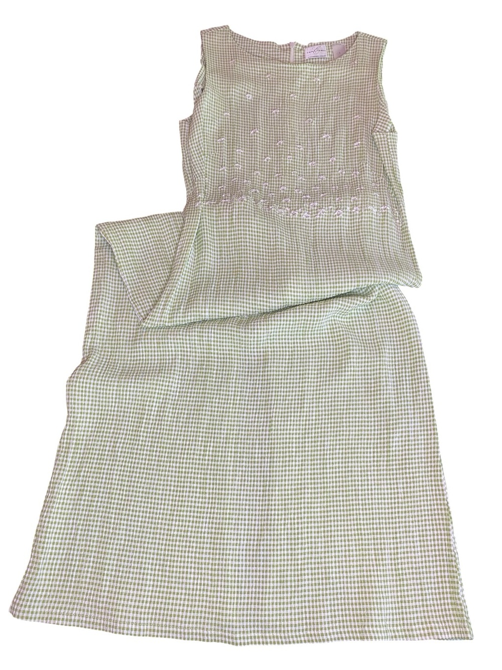 Emma James Liz Claiborne Gingham Dress Women’s 8 Cottagecore Spring Summer Green